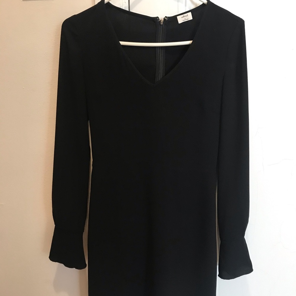 Aritzia brand new black flare ruffle cuff dress